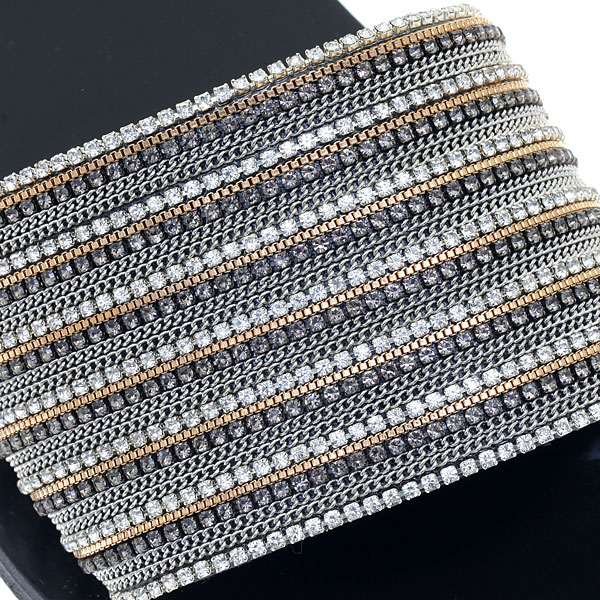 D 507 Φύλλο με Αλυσίδα και Στρας χρ. Crystal / Black Diamond