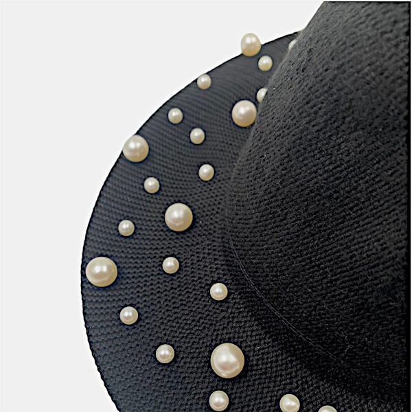 8188 - Γυναικείο Καπέλο με Πέρλες χρώμα Μαύρο